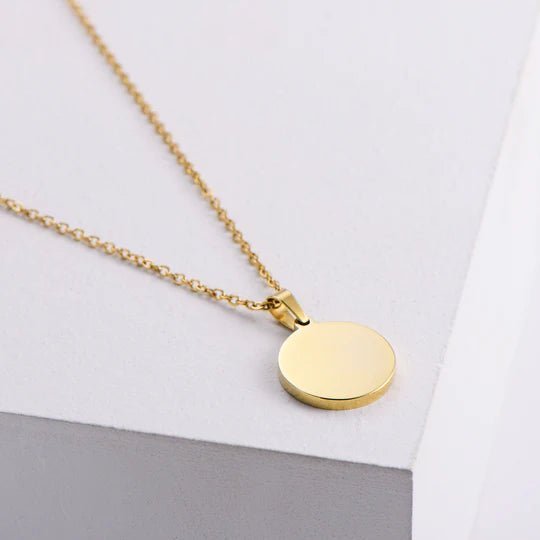 18k Gold Plated Shell Round Shape Letter Pendant Necklace - Ornaments Co - A