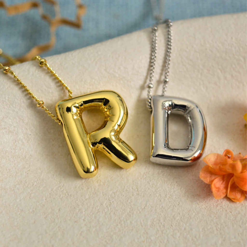Balloon Bubble Initial Letter Necklace - Ornaments Co - 18K Gold Plated