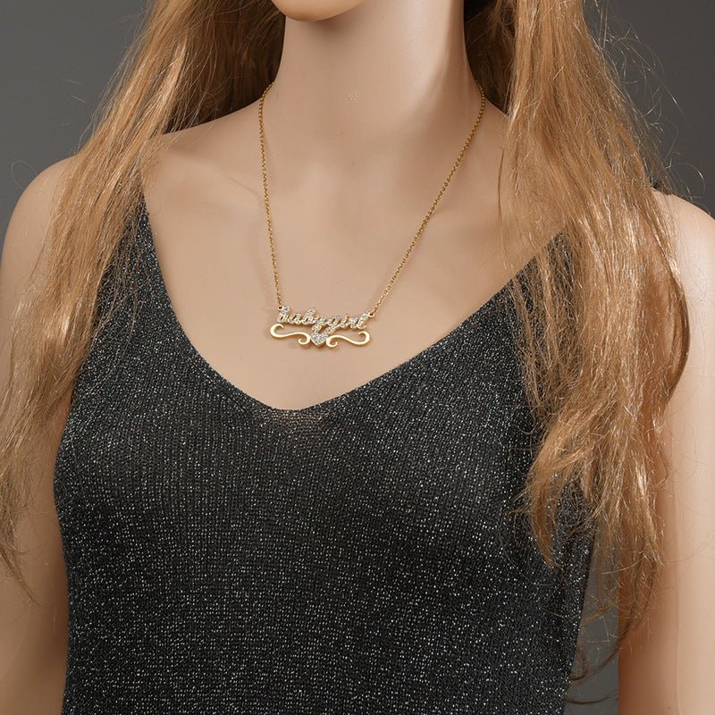 Bling Butterfly Name Personalize Necklace - Ornaments Co - 18K Gold Plated