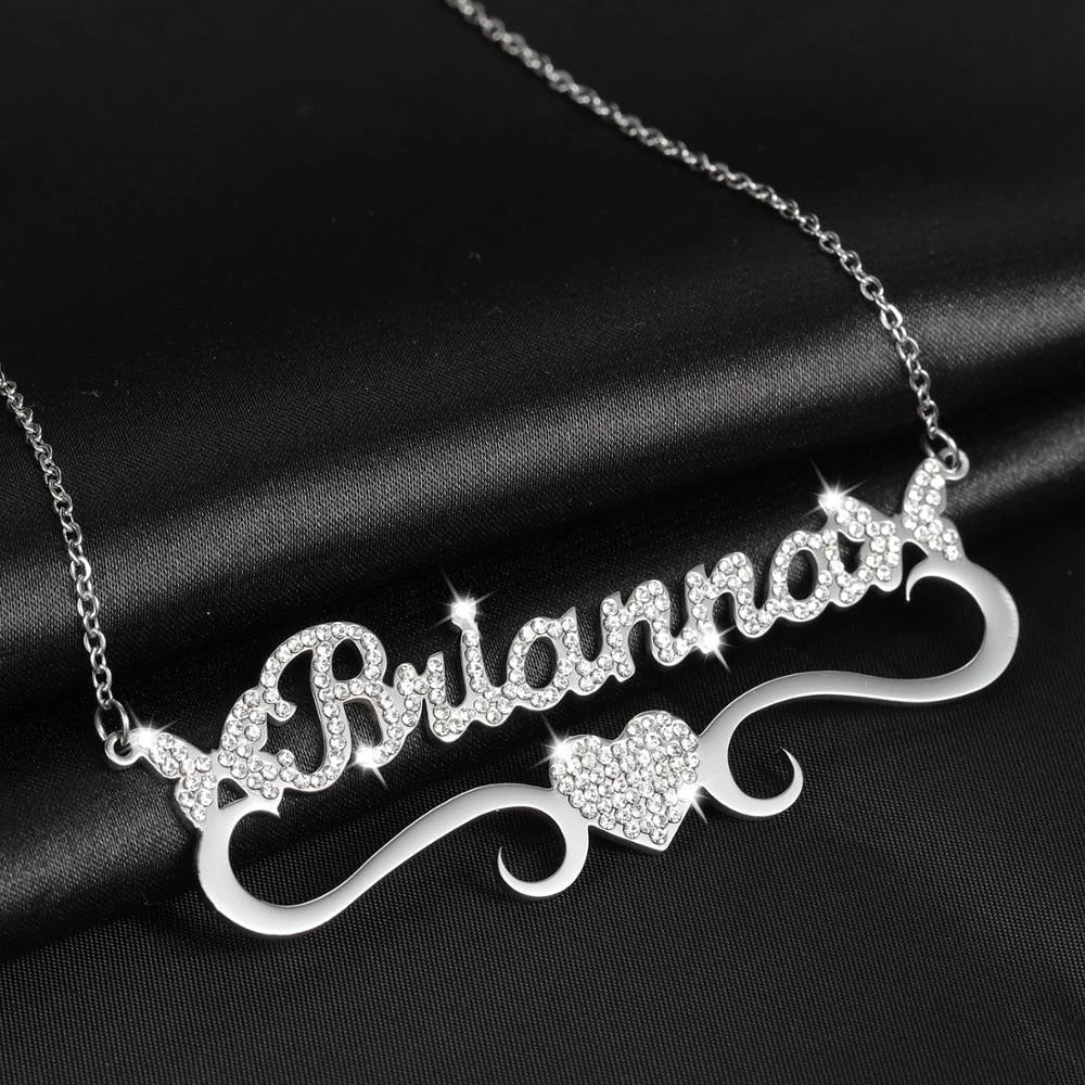 Bling Butterfly Name Personalize Necklace - Ornaments Co - Silver