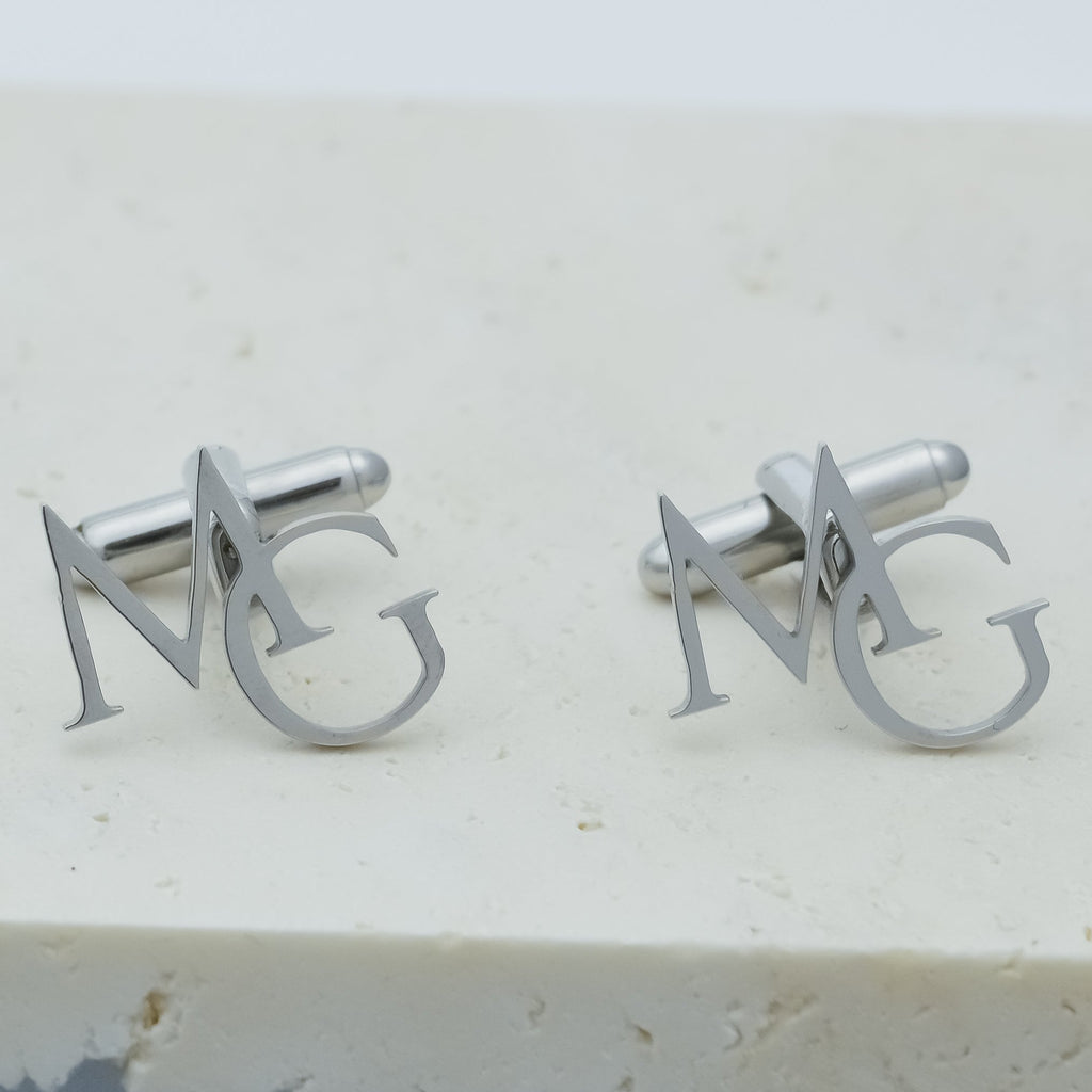 Emblem Initials Cufflinks - Ornaments Co - Surgical Stainless Silver
