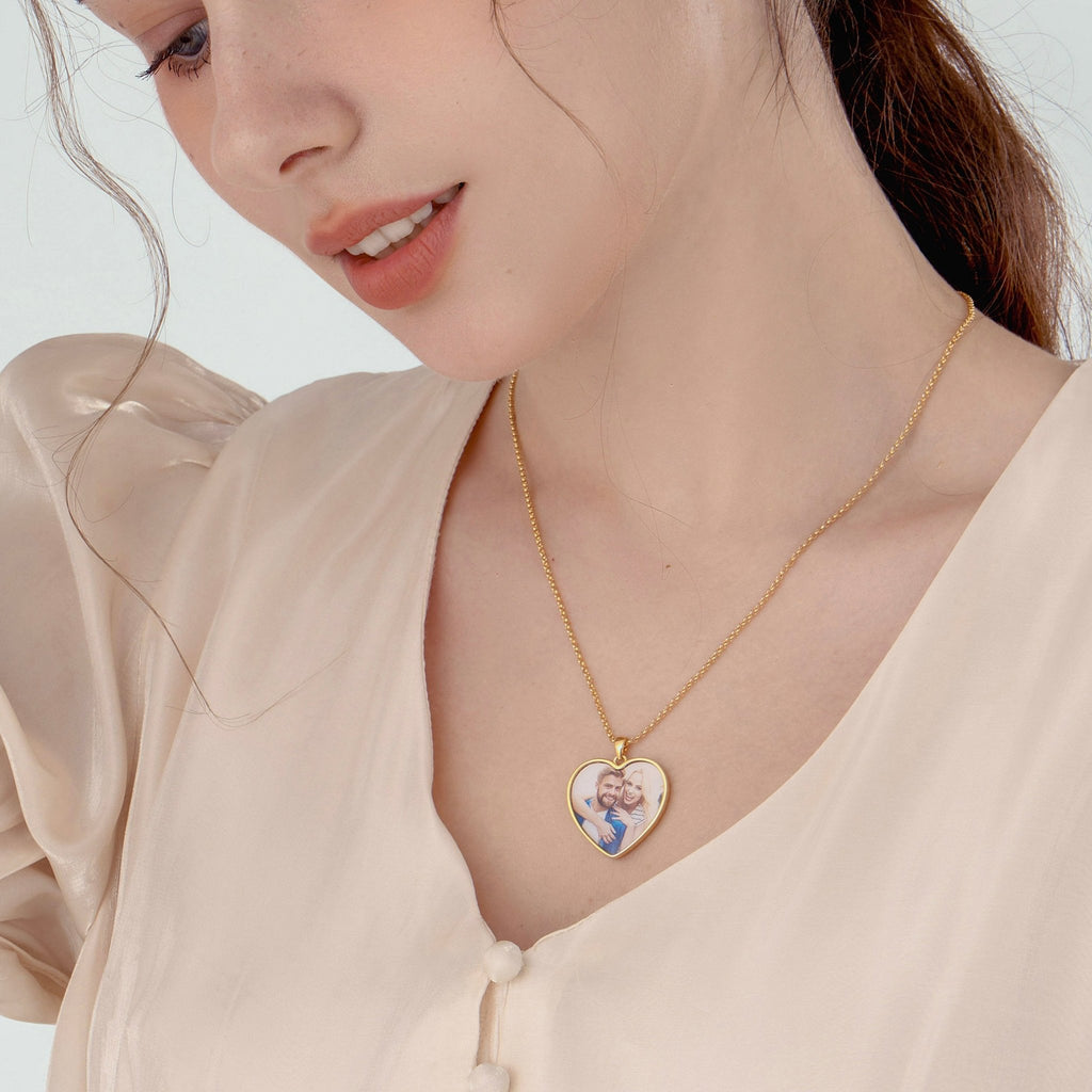 Heart Photo Keepsake Necklace in 925 Sterling Silver - Ornaments Co - 18K Gold Plated