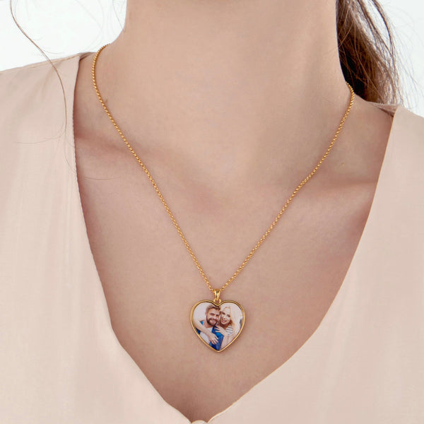 Heart Photo Keepsake Necklace in 925 Sterling Silver - Ornaments Co - 18K Gold Plated