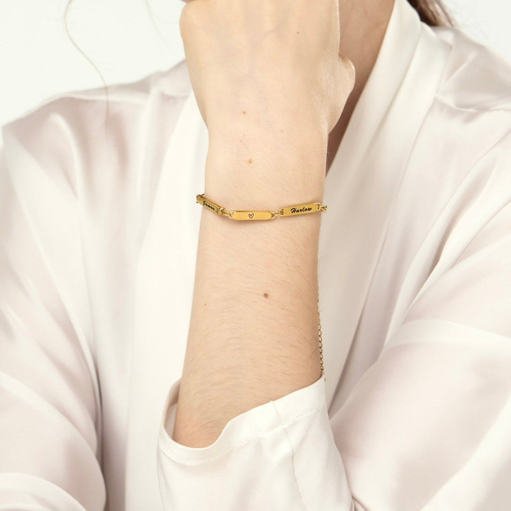 Paperclip Chain Link Bar Bracelet - Ornaments Co - 18K Gold Plated