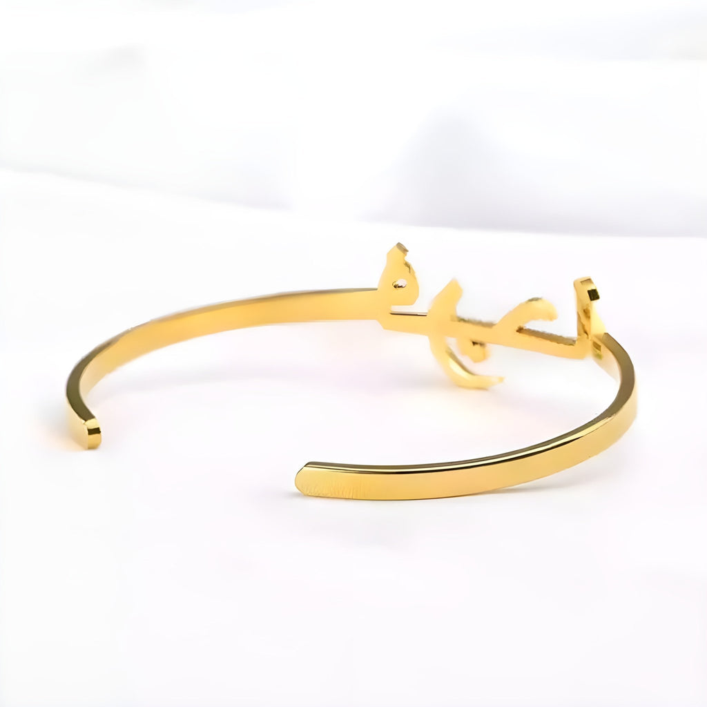 Personalized Arabic Name Adjustable Cuff Bracelet for Women - Ornaments Co - Gold