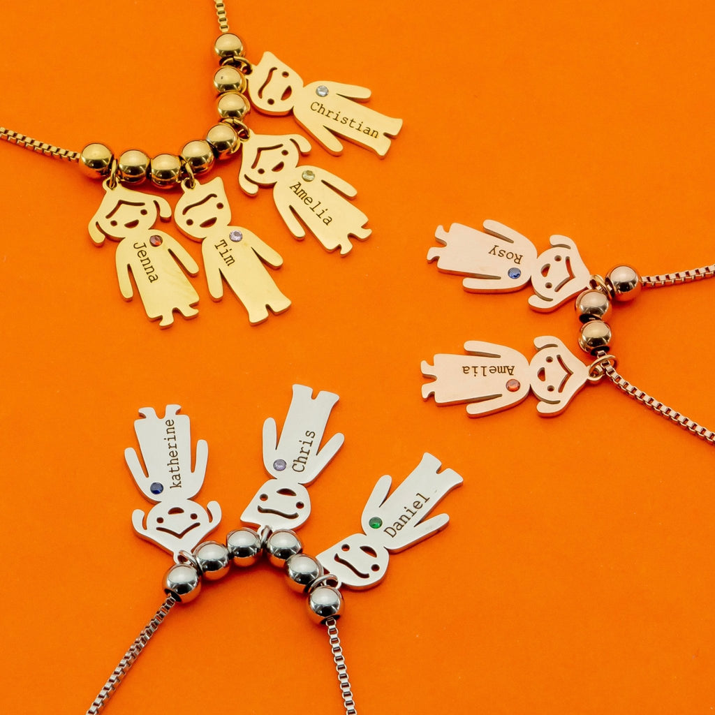 Personalized Boy Girl Engraved Charm Kids Name Necklace - Ornaments Co - 18K Gold Plated