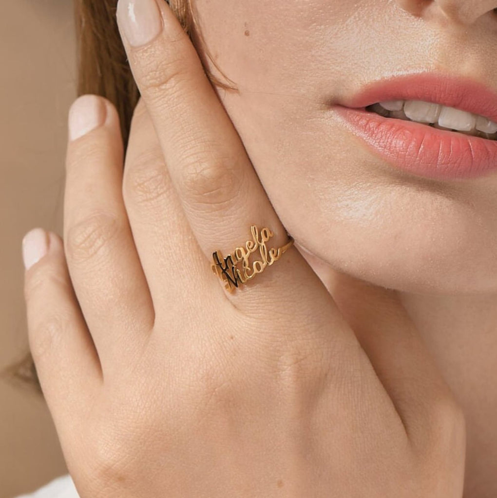 Personalized Couple Names Ring - Ornaments Co - 18K Gold Plated