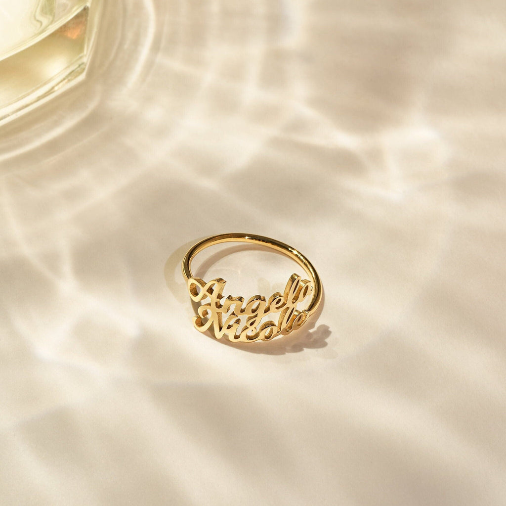 Personalized Couple Names Ring - Ornaments Co - 18K Gold Plated