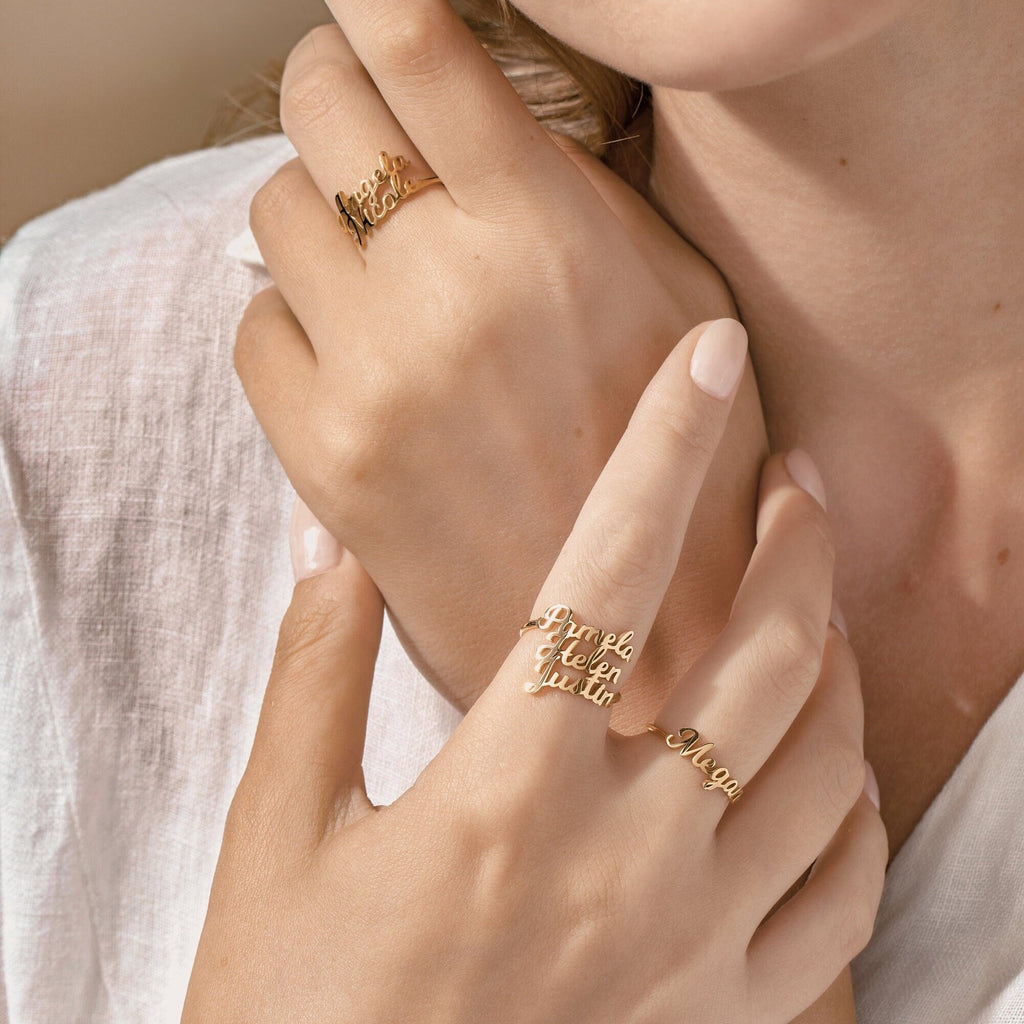 Personalized Couple Names Ring - Ornaments Co - 18K Gold Plated