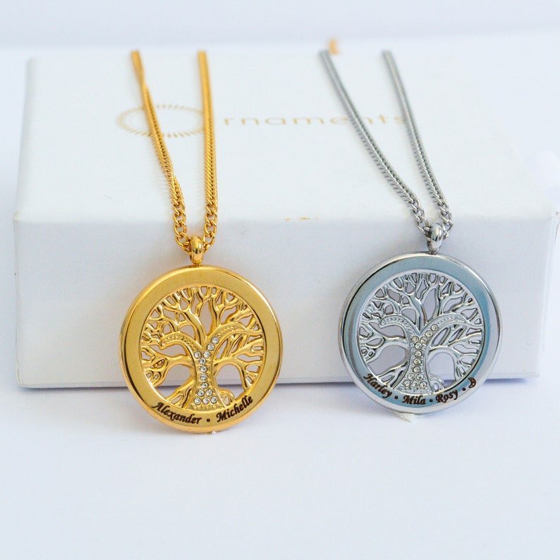 Personalized Family Tree Necklace For Mom - Ornaments Co - 18K Gold Plated