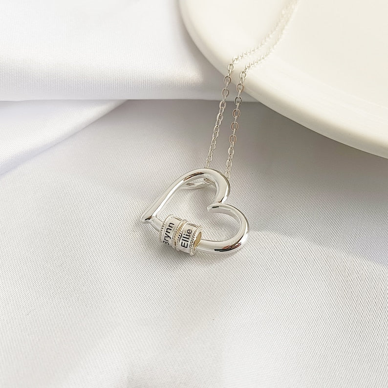 Personalized Heart Shaped Beaded Pendant - Ornaments Co - 18K Gold Plated