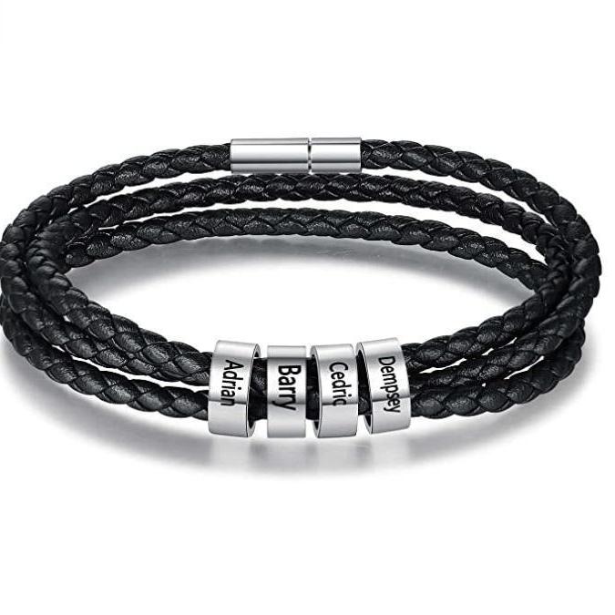 Personalized Men Genuine Stainless Steel (Only Beads) - Ornaments Co - Black