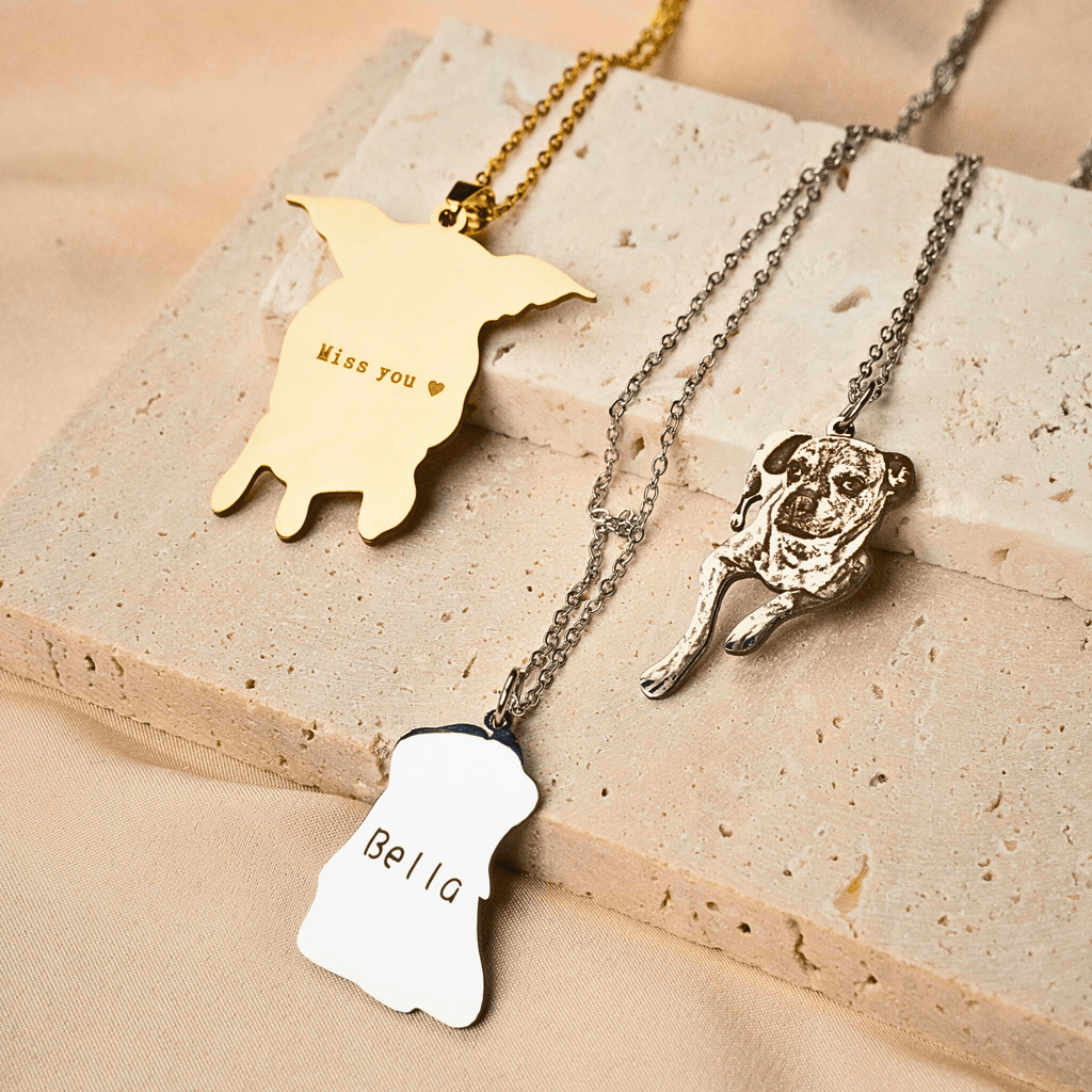 Personalized Pet Dog Memorial Portrait Photo Necklace - Ornaments Co - Rose Gold