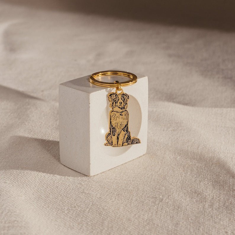 Personalized Pet Memorial Portrait Photo Keychain - Ornaments Co - Rose Gold