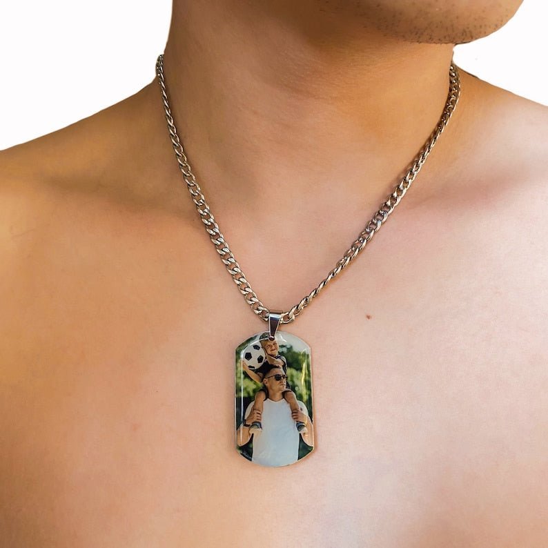 Personalized Photo Engraved Tag Necklace - Ornaments Co - Stainless Steel