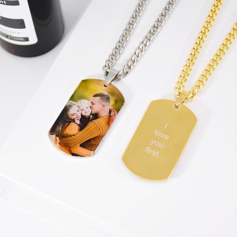 Personalized Photo Engraved Tag Necklace - Ornaments Co - Stainless Steel