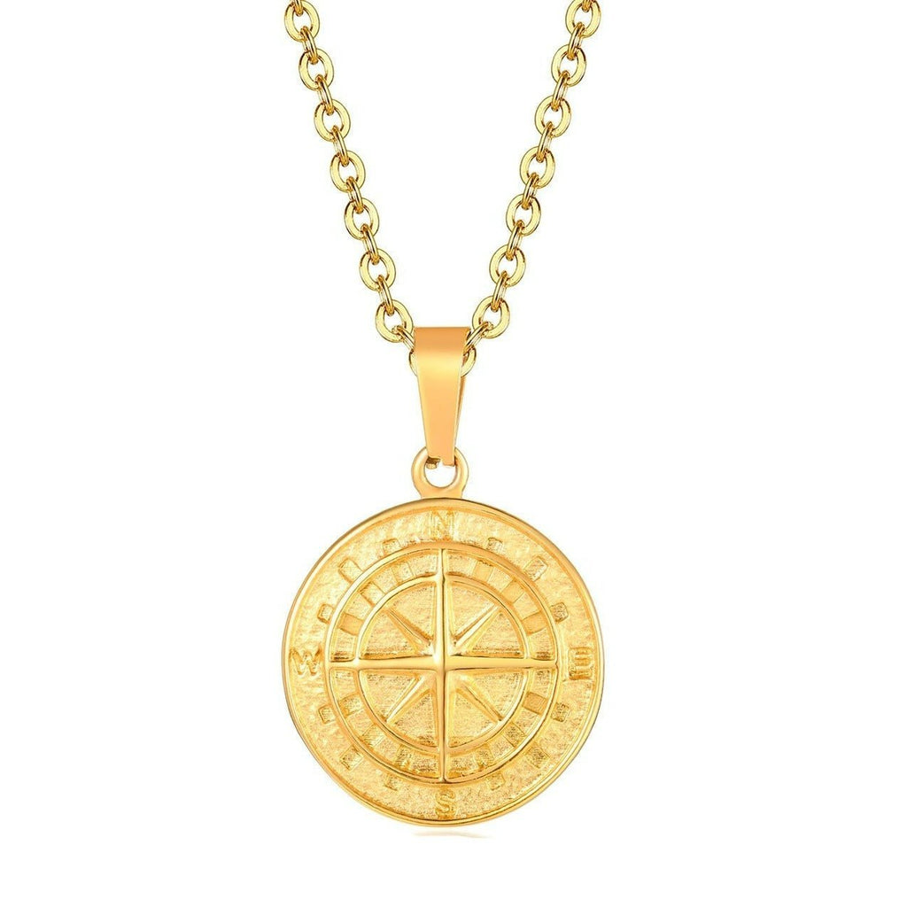 Waterproof Men's Compass North Star Necklace - Ornaments Co - Black