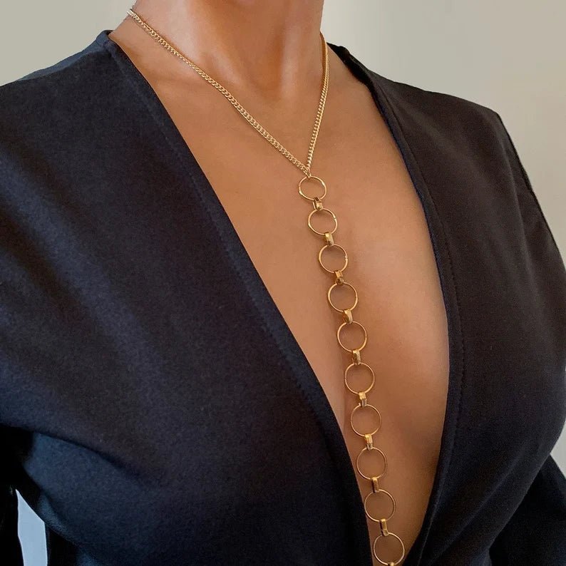 Women Loop Style Body Chain - Ornaments Co - Gold